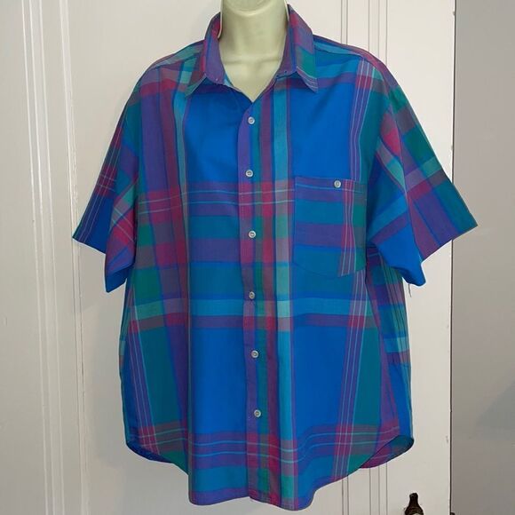 Vtg 80s Gitano Key Lime plaid shirt - Picture 1 of 8